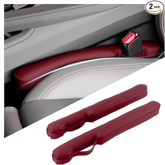 Aokdom 2026 2PCS Upgraded Car Seat Gap Filler with Fixing Ring,Elastic Car Gap Filler to Avoid Dropping Cell Phones/Keys,Essential Cars Gaps Seat Fillers Cars Accessories (Burgundy)