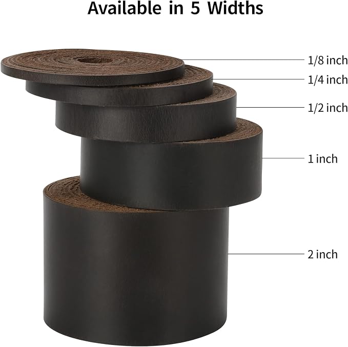 Ringsun 1/2 Inch Wide Flat Leather Straps for Crafts, Full Grain Leather Strips Cord String for Crafts, Tooling (2mm Thick 72.5 Inches Long Black Coffee)