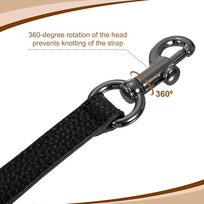 uxcell 14.17 Inch PU Leather Short Bag Strap with Clasp, Purse Handles Handbags Replacement Straps for Clutch Bag Underarm Bags, Black, Grey Buckle