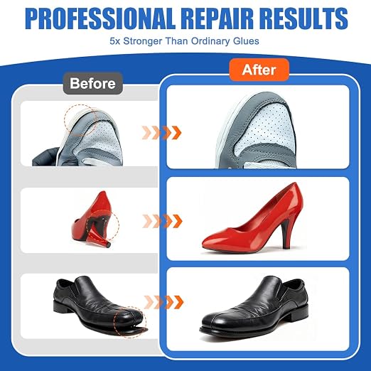 StrongBond Shoe Glue, 100ML Professional Grade Super Glue for Shoes Boots Leather Repairs Permanent, Flexible Waterproof Clear Drying Formula Fast Setting Adhesive for Insoles, Soles, Heels & More
