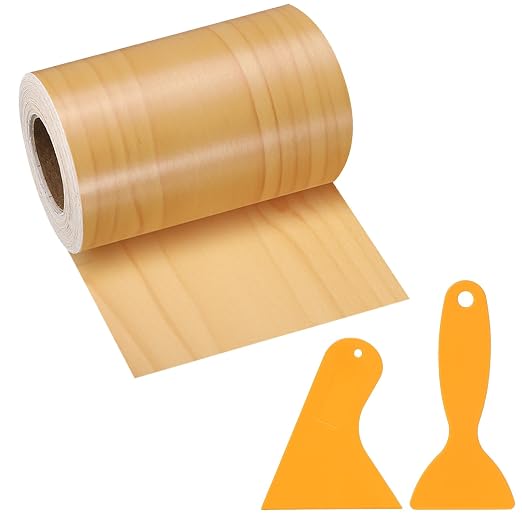 PATIKIL Wood Grain Repair Tape, 3" x 33' Self Adhesive Realistic Wood Tape with Scraper Durable Repair Patch for Furniture Floor Window Door Table DIY Home Decor, Cherry Wood