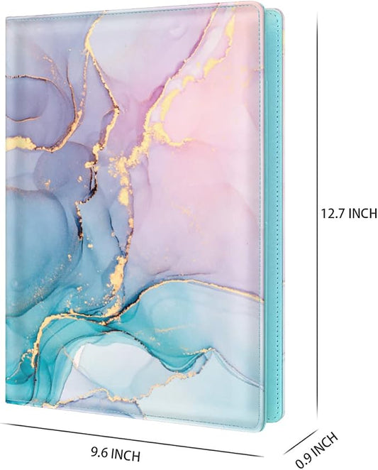 Padfolio Clipboard Folder Portfolio, Marble Leather Storage Clipboard with Cover for Legal Pad Holder Letter Size A4 Writing Pad for Conference Organizer Document Sleeve, Colorful Marble