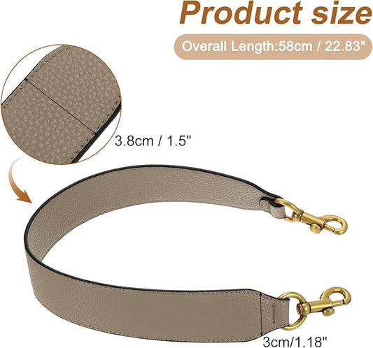 uxcell 22.83 Inch PU Leather Short Bag Strap with Clasp, Purse Handles Handbags Replacement Straps for Clutch Bag Crossbody Underarm Bags, Dark Khaki, Deep Gold Buckle