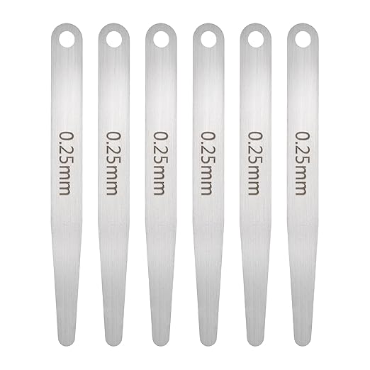 HARFINGTON 6pcs Metric Thickness Feeler Gauge 0.25mm Single Blade Oval Feeler Gauge 304 Stainless Steel Gap Measuring Tool for Repair Valve Guitar Spark Plug