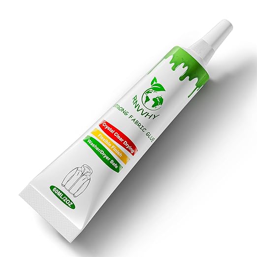 Fabric Glue Permanent, 60ml Super-Strong Clear Washable Fabric Adhesive for Clothing, Patches, Leather, Cotton, Denim, Polyester, Doll Repair (Fabric Glue (one Pack))