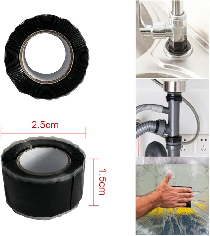 Pipe Repair Tape Stop Water Leak Burst Plumber Tap Waterproof BondingTape Tools Self Amalgamating,Grey