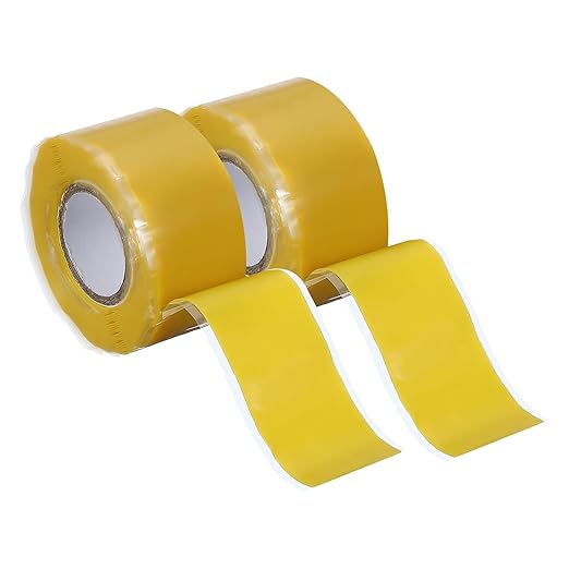 uxcell 2 Pcs Self Fusing Silicone Tape, 1" x 10ft Waterproof Water Leak Sealing Tape for Plumbing Pipe Hose Repair Handles, Yellow