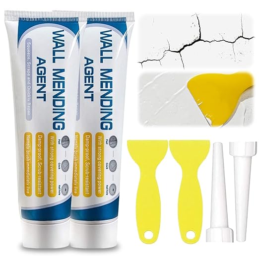Efficient Drywall Repair Kit with Scraper, 2026 New Wall Mending Agent for Holes & Cracks, Multi-Functional Wall Patch Repair Kit for Wall Holes, Dents & Small Damage (2PCS)
