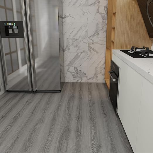 Wood Grain Peel and Stick Floor Tiles – 11.8” Width, Full Roll Length of 394" – Versatile Design for Any Space, Ashline Rustic Self Adhesive Vinyl Flooring, Waterproof and Non-Slip Features