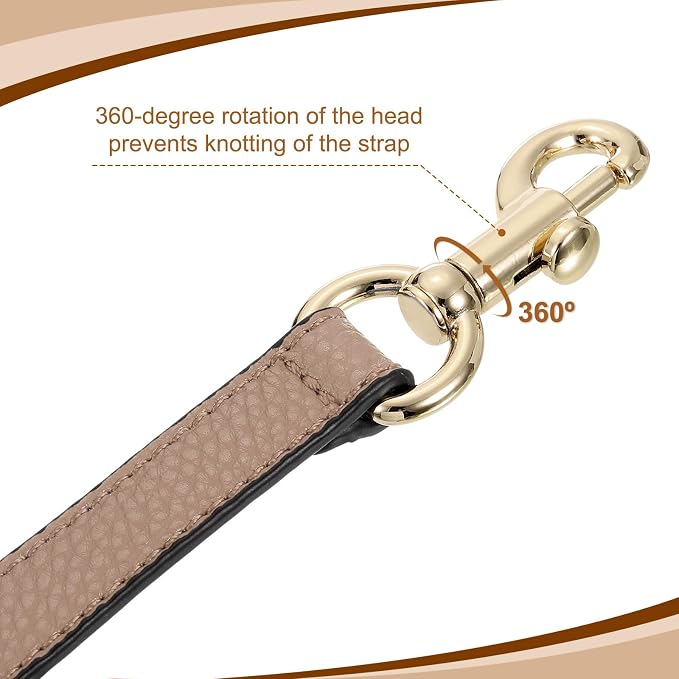 uxcell 19.29 Inch PU Leather Short Bag Strap with Clasp, Purse Handles Handbags Replacement Straps for Clutch Bag Underarm Bags, Tawny, Gold Buckle