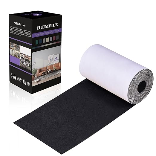 Leather Repair Patch Tape 4×60 inch Furniture Leather Strong Self Adhesive Tape for Sofas Couch Car Seats Cabinets Bags Anti Scratch Patches First Aid Patch Fixing Leather Black