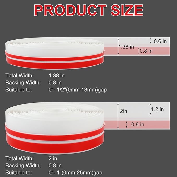 T-Shaped Silicone Seal Strip for Door & Windows, 20Ft Weatherproof Draft Stopper, Gap Seal for Door Sides (White)