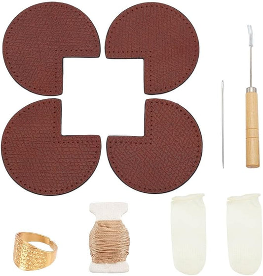 WEBEEDY DIY Bag Corner Repair Set DIY Kit for Purse Bag Corner Fix Protector Leather Sewing Kit with Bag Corner Patch,Cone,Needle,Thread and Finger Cots Leather Bag Fix Sewing Crafting Projects