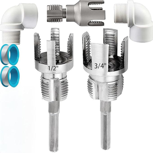 Pvc Pipe Threader, Pipe Tapping and Threading Tool, 4 in 1 Water Pipe Threader, Pipe Thread Cutting Tools for 1/2'' 3/4'' 1'' Dies, External & Internal Pipes Threader, Water Pipe Threading Tool