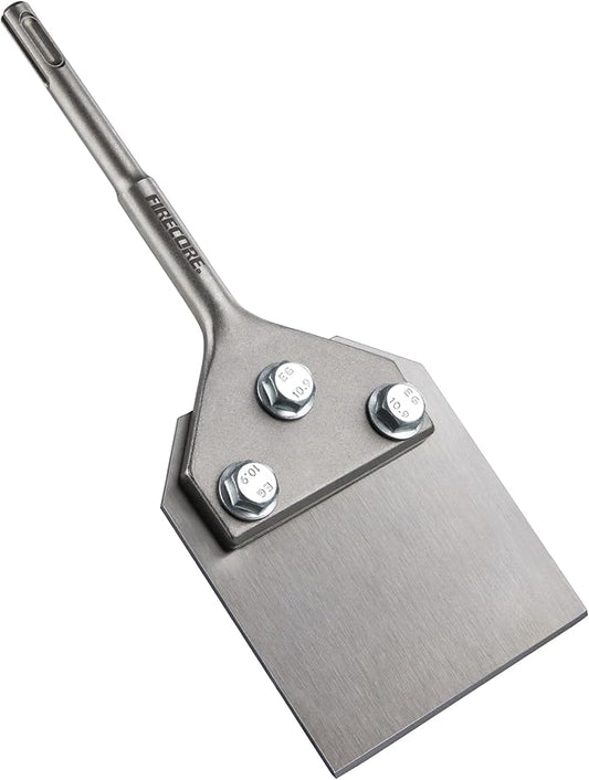 Firecore SDS Plus Floor Scraper, 4 Inch Wide Tile Thinset Scaling Chisel, 4" x 10" Thinset Scraper Adhesives Remover Wall Scraper Works with SDS Plus Rotary Hammer