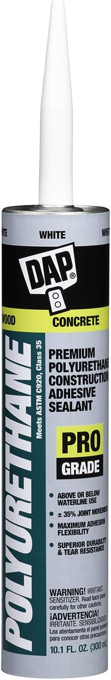 DAP Polyurethane Premium Construction Adhesive Sealant, White, 10.1 Oz (7079818810)