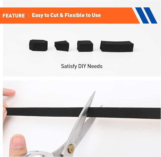 MAGZO Weather Stripping Door Seal, 2 Inch Wide X 3/8 Inch Thick Adhesive Foam Tape Soundproof Weatherstripping for Windows, 1 Roll Total 6.5FT Black