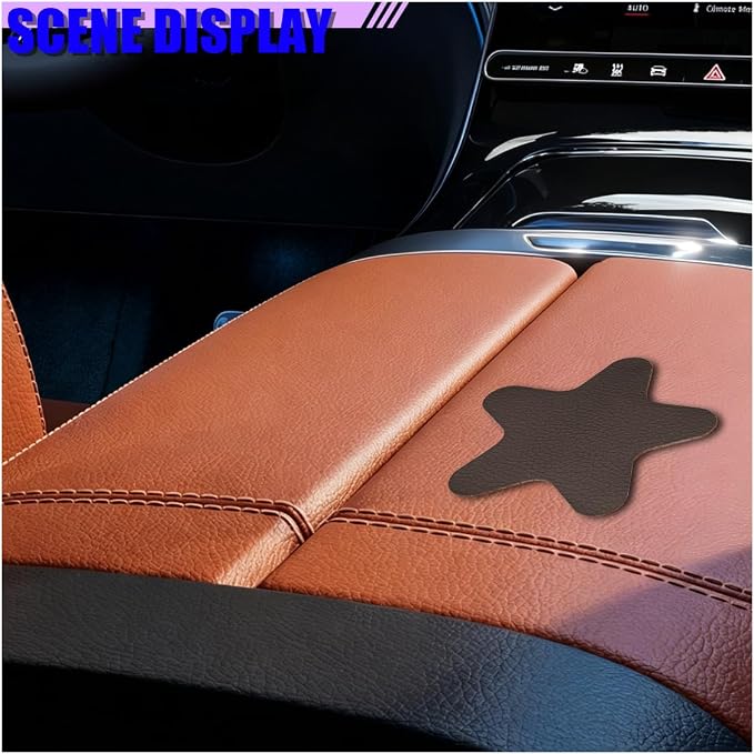4PCS Stars-Shaped Car PVC Leather Repair Patch Tape, Self-Adhesive Car Seat Tear Repair Kit, Wear-Resistant Auto Interior Decoration Sticker Accessories for Furniture, Upholstery (Coffee)