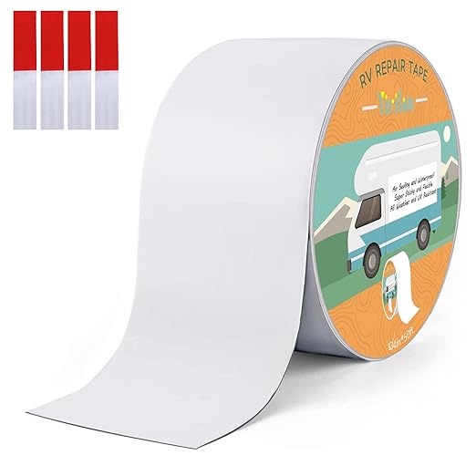 RV Roof Sealant Tape - 4 Inch x 50 Feet White Roof Patch for Camper Roof Repair,UV-Resistant and Weatherproof