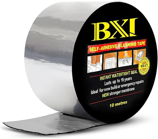 BXI Flashing Roll Tape Membrane, 4 inches X 32 Feet Thick Waterproof Patch Seal Tape, Self-Adhesive SBS Modified Rubberized Asphalt, Deck Seam Joist Leak Sealant for Roof Window Gutter Repair Outdoor