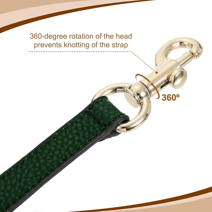 uxcell 14.17 Inch PU Leather Short Bag Strap with Clasp, Purse Handles Handbags Replacement Straps for Clutch Bag Underarm Bags, Dark Green, Gold Buckle