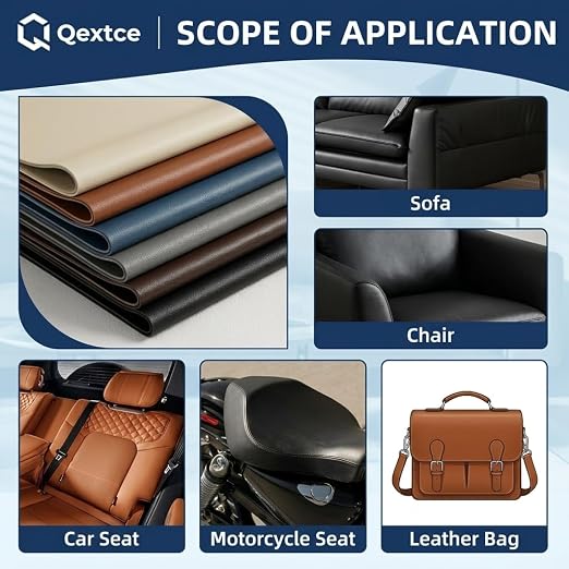 Qextce Leather Repair Patch Tape, Brown, 17x100 Inch | Self-Adhesive, Waterproof, Wear Heat Resistant, Vinyl Leather Repair Kit, For Furniture, Car Seat, Sofa, Couch, Luggage