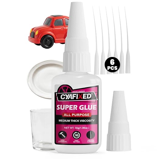 Super Glue Liquid, Instant Clear Cyanoacrylate Medium Thick Viscosity Adhesive, Food Safe CA Glue For Shoe Repair Leather Ceramic Plastic Glass Metal Wood Aquarium Porcelain Rubber Pottery Model Craft