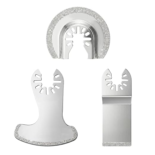 3PCS Diamond Oscillating Tool Blades, Grout Removal Blade for Oscillating Multi Tool, Cutting Mortar Tile Concrete Masonry, Fit DeWalt Milwaukee Ryobi and More