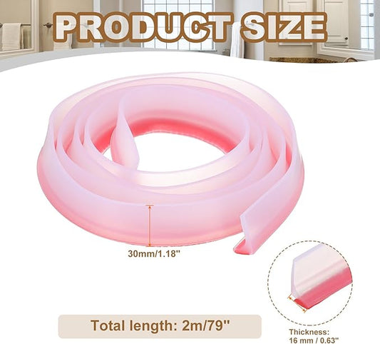 PATIKIL 79 Inch Collapsible Shower Threshold Water Dam Guard, Shower Stopper Barrier Self Adhesive Sink Splash Guard for Frameless Shower Door Bottom, Clear (1.2"Wx0.6"T)