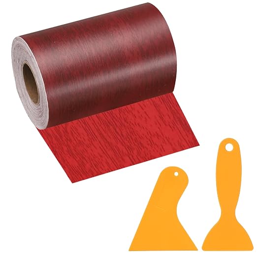 PATIKIL Wood Grain Repair Tape, 3" x 33' Self Adhesive Realistic Wood Tape with Scraper Durable Repair Patch for Furniture Floor Window Door Table DIY Home Decor, Walnut