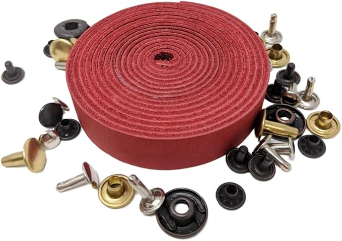 Leather Strap for Crafts & Jewelry | 72 Long × 5/8" Wide × 1/16" Thick (4-5oz) | Genuine Leather Strips for Crafts, Projects or Repairs - Red | 2-Pack