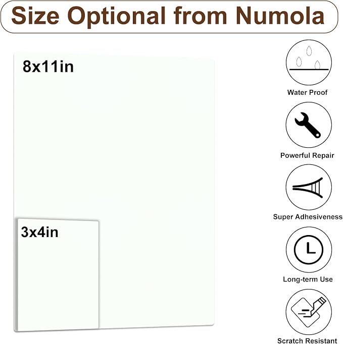 Numola Leather Repair Patch 8×11 inch Self-Adhesive Leather Repair Tape, Scratch/Holes Vinyl Repair Kit for Couch, Car Seat, Sofas, DIY Furniture Upholstery, Chair, Jackets, First-aid (White)