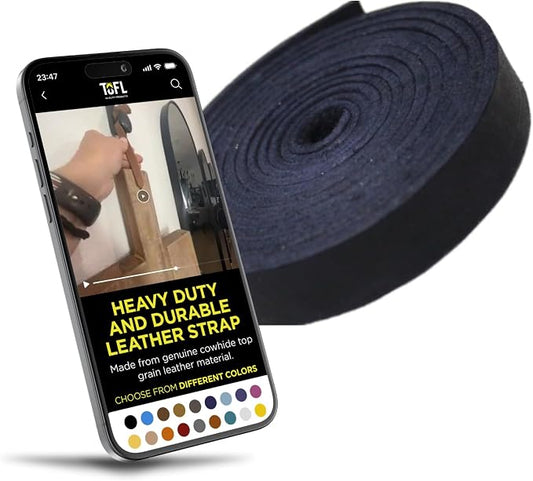 Leather Strap for Crafts & Jewelry | 72 Long × 5/8" Wide × 1/8" Thick (7-8oz) | Genuine Leather Strips for Crafts, Projects or Repairs - Navy Blue