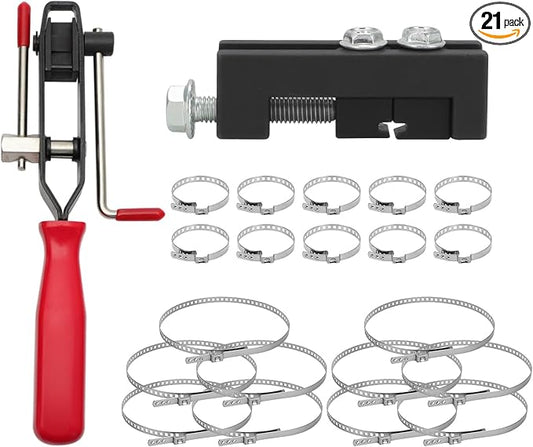 For Auto / ATV CV Joint Axle Boot Clamp Pliers Tool cv axle removal tool cv boot clamps Automotive Hose Axle Plier Universal Adjustable Boot Joint Bands (Ear Hose Clamp Tool with 20 Crimp Bands)