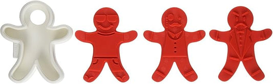 Tovolo Gingerbread Boys Templates Reverse, Dishwasher Safe, Set of 6 Cookie Stamps with Cutter