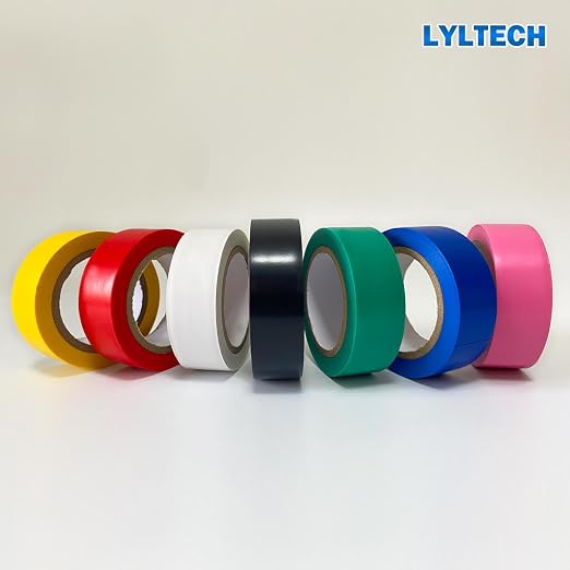 LYLTECH Electrical Tape 7 Rolls 3/4in x 30ft Multi Colored Waterproof | 7 Assorted Colors Pink Yellow Red Green Blue White Black, Strong Adhesive Durable Easy Wrap Insulating Tape for Wire Repair