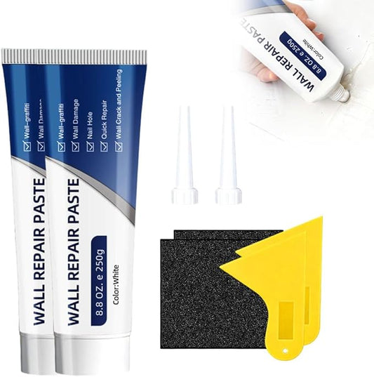 Wall Repair Paste, 2026 Upgrade Drywall Patch Repair Kit, 250g Quick-Drying Wall Mending Agent Wall Spackle with Scraper, Waterproof Heavy Duty Hole Fix Paste for Home DIY Crack Wall Surface Repairs