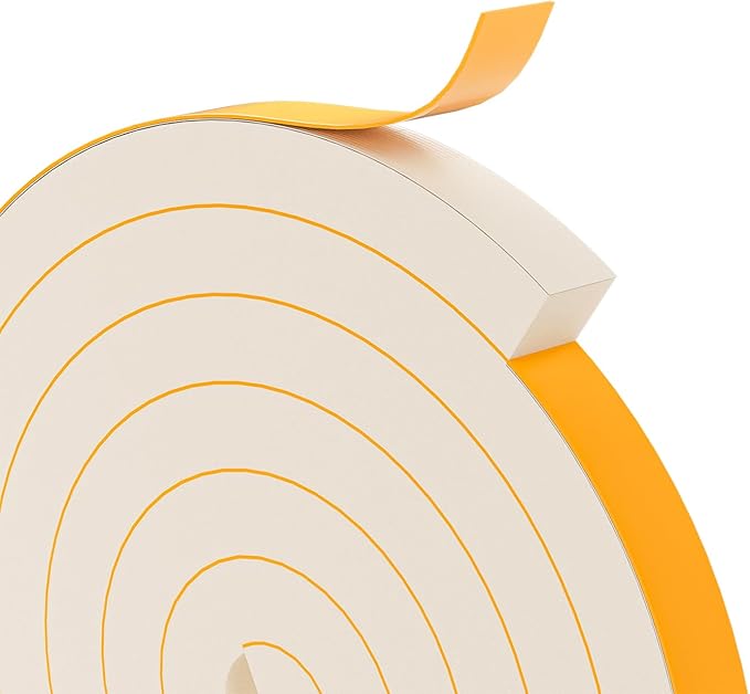 1" x 1" EVA Foam Weather Stripping Tape, 13FT Self-Adhesive Foam Seal Strip for Large Door & Window Gaps, White