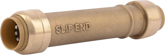 SharkBite 1/2 Inch Slip Coupling, Push to Connect Brass Plumbing Fitting, PEX Pipe, Copper, CPVC, PE-RT, HDPE, U3008LFA