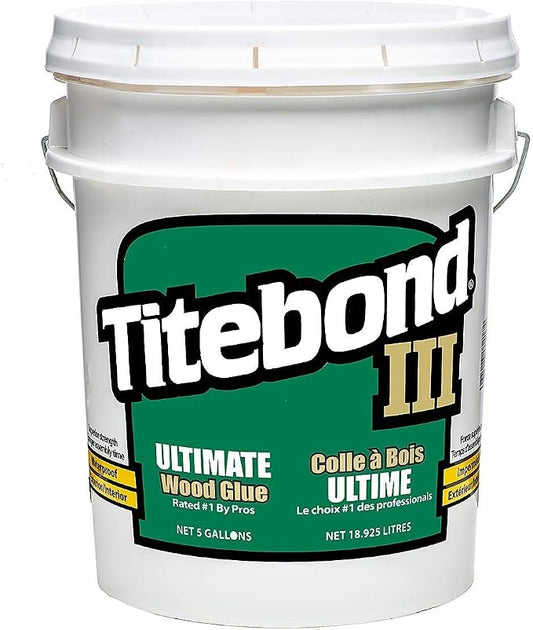 Titebond III Ultimate Wood Glue 5 Gal. – Premium Professional Woodworking Adhesive, Waterproof, Strong Initial Tack, Interior/Exterior Use, Easy Water Cleanup – 1417