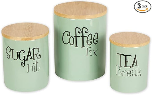 DII Kitchen Accessories Retro Collection Ceramics, Canister Set, Jadeite, 3 Piece