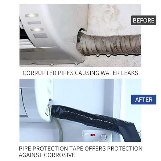 TAPEBEAR 5Rolls Corrosion Protection PVC Pipe Tape, 2Inch x 33Yard Black Duct Pipe Wrap Waterproof Corrugated Pipe Tape for Drain Tile, Metal Electrical Outdoor Underground Water Hose Pipe