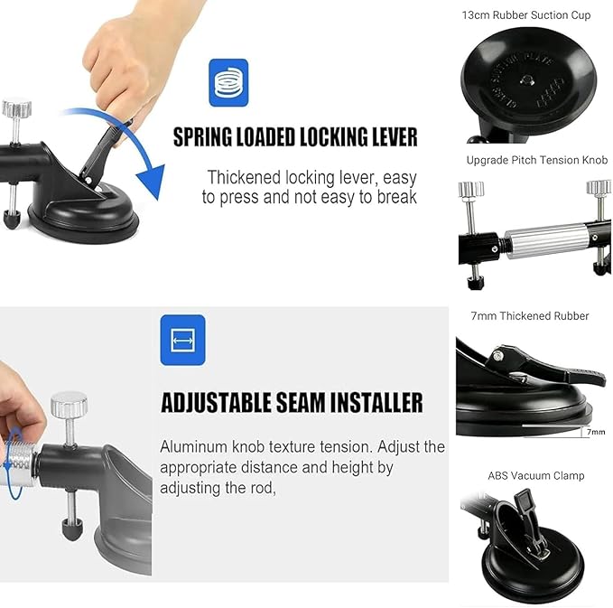 Laminate Floor Gap Fixer Tool - Professional Countertop Alignment Clamps with Adjustable Vacuum Suction - Seam Setter & Gap Repair Tool for Granite, Marble, Stone Slab & Glass (Yellow)