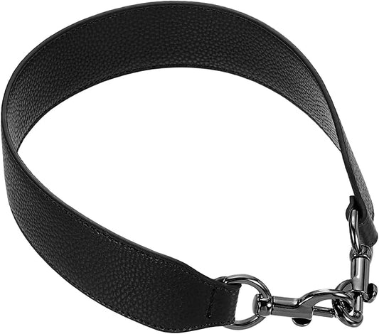 uxcell 22.83 Inch PU Leather Short Bag Strap with Clasp, Purse Handles Handbags Replacement Straps for Clutch Bag Crossbody Underarm Bags, Black, Metallic Black Buckle