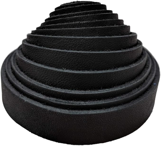 TOFL Genuine Leather Strap | Top Grain Cowhide Strip – Black | 72" L x 5/8" W x 1/16" Thick | Suede Backing | Leather Craft Supplies | Leatherworking & DIY Repair Projects | 4-5 oz