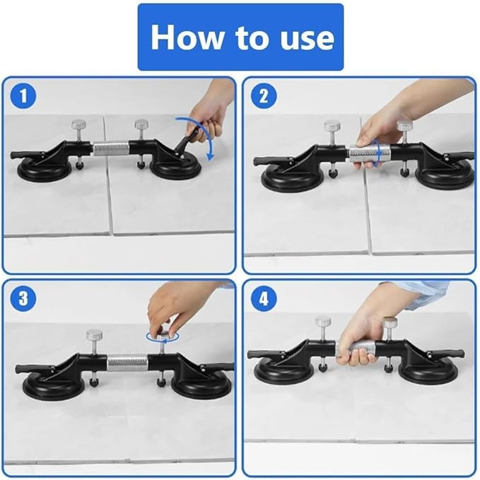 Laminate Floor Gap Fixer Tool - Professional Countertop Alignment Clamps with Adjustable Vacuum Suction - Seam Setter & Gap Repair Tool for Granite, Marble, Stone Slab & Glass (Black)