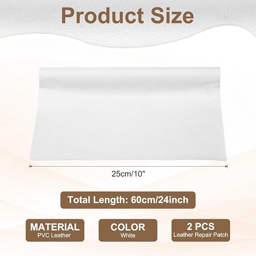PATIKIL Leather Repair Patch, 2 Pack 10 x 24 Inch Self-Adhesive Vinyl Patch Furniture Tape Repair Kit for Sofas Couches Stools Chairs Cabinets Bags, White