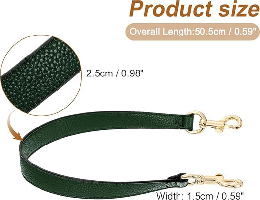 uxcell 19.29 Inch PU Leather Short Bag Strap with Clasp, Purse Handles Handbags Replacement Straps for Clutch Bag Underarm Bags, Dark Green, Gold Buckle