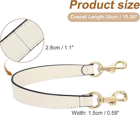 uxcell 14.17 Inch PU Leather Short Bag Strap with Clasp, Purse Handles Handbags Replacement Straps for Clutch Bag Underarm Bags, Beige, Gold Buckle