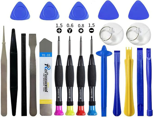 21-Piece Set Opening Pry Tool Screwdriver Set Multiple Functions Repair Tool Kit with Phillips Pentalobe Flat Triangle Head Suitable for Repairing iPhones iPad Laptop